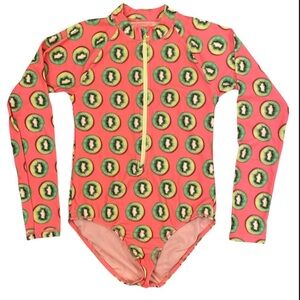 J. Crew Pink and Green Rashguard with Kiwi Print